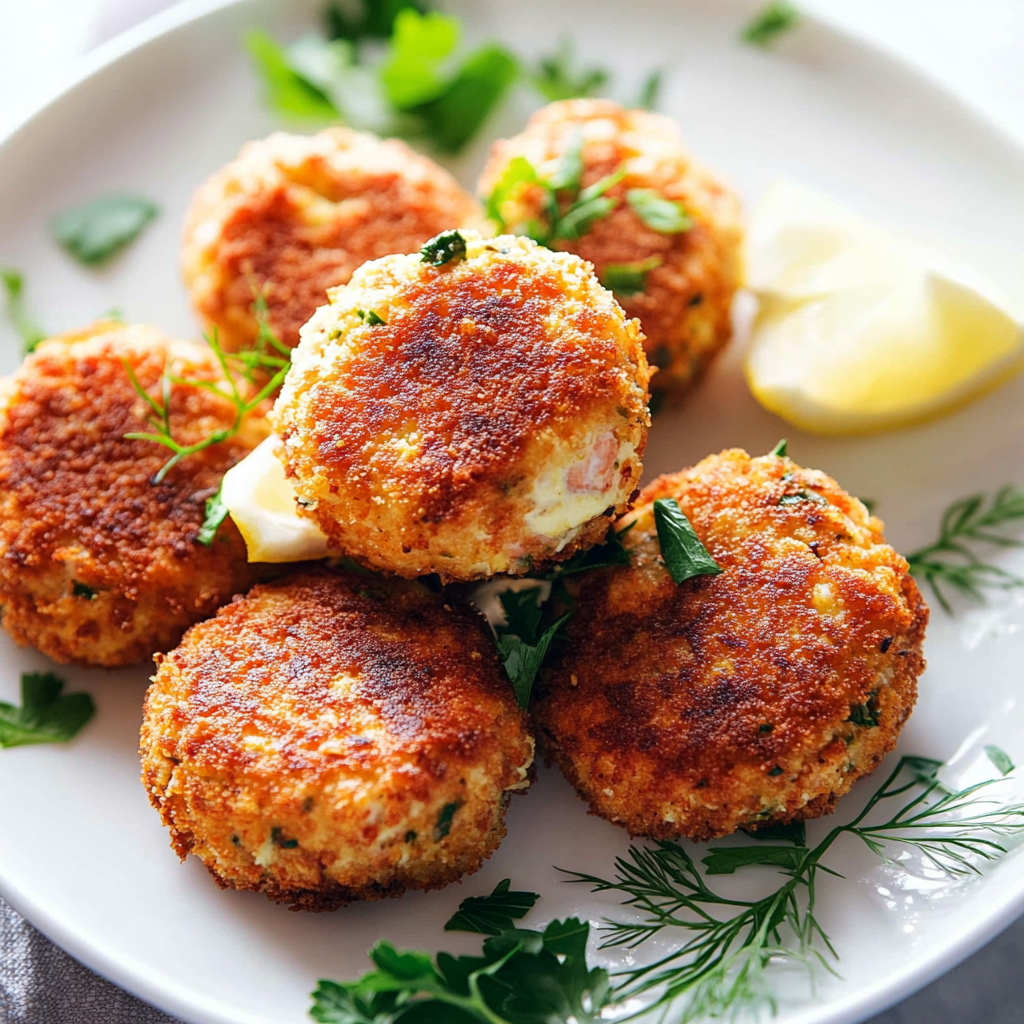 Salmon Croquettes on a Plate