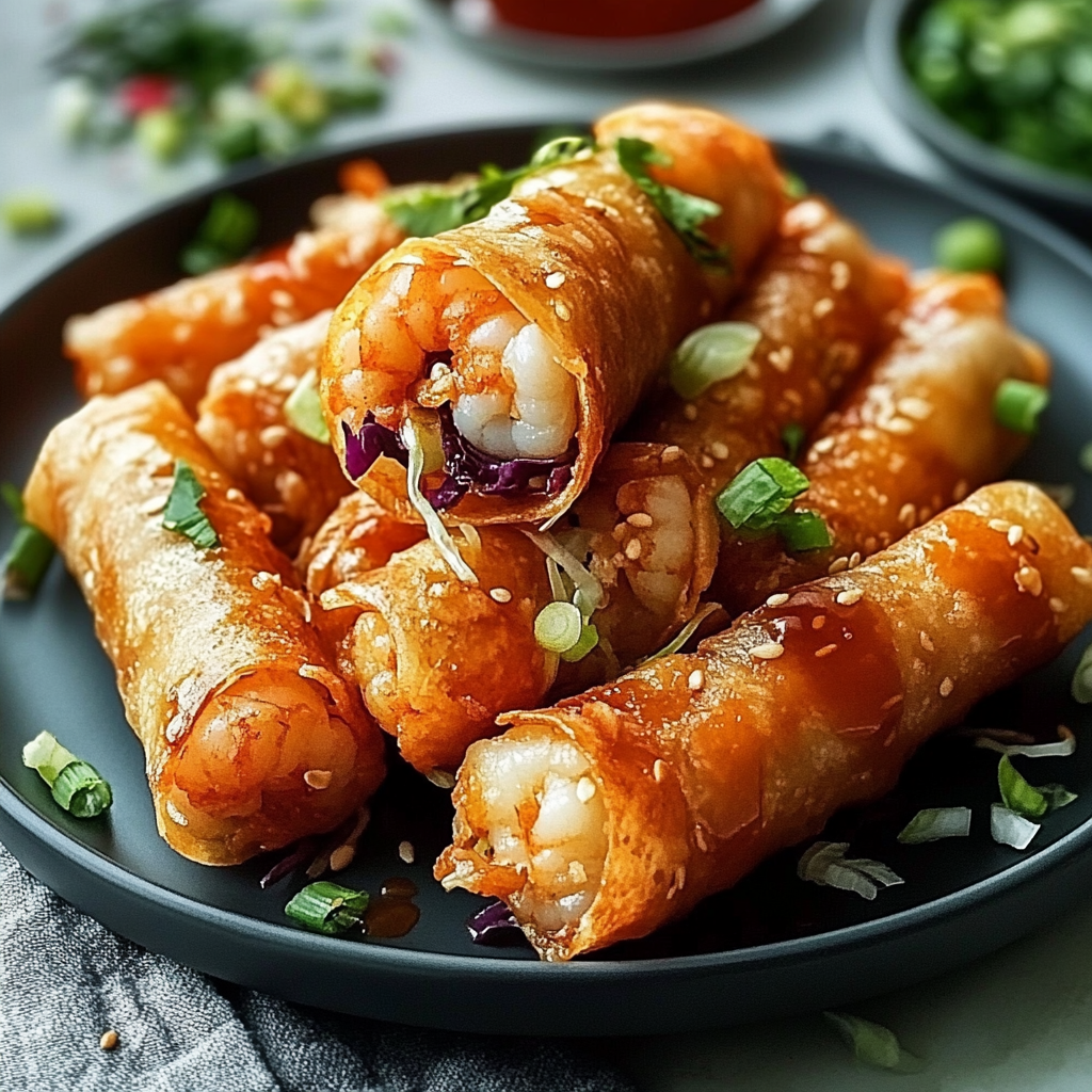 Recipe preparation for Crispy Shrimp And Cabbage Egg Rolls