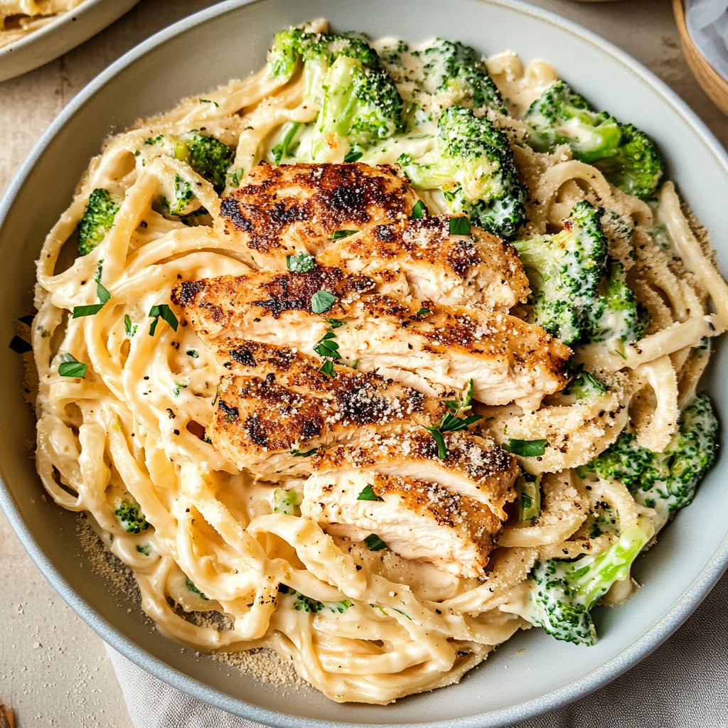 Recipe preparation for Chicken Broccoli Alfredo Recipe