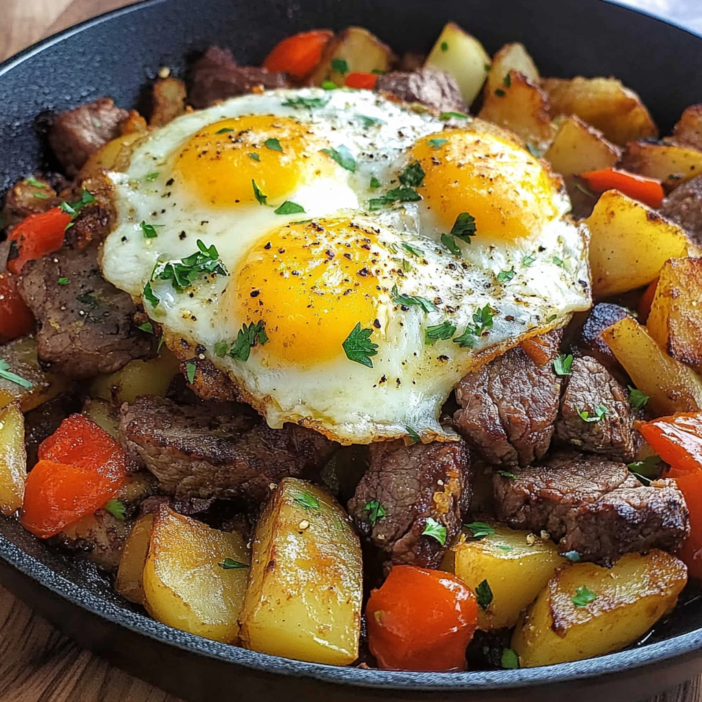 Recipe preparation for Steak and Potato Breakfast Hash