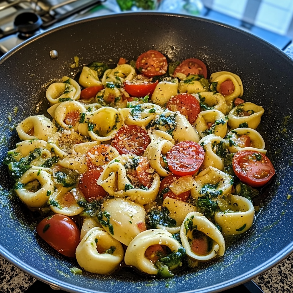 Recipe preparation for Tortellini with Summer Veggies