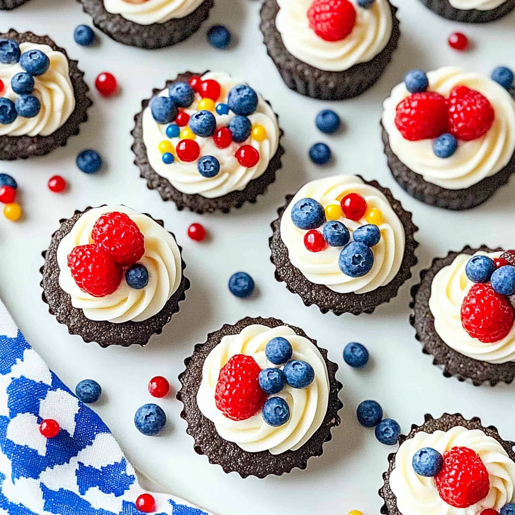 Recipe preparation for Red, White, and Blue Mini Oreo Pies