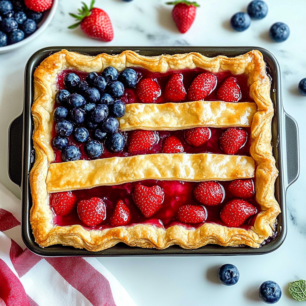 Recipe preparation for Berry Flag Pie
