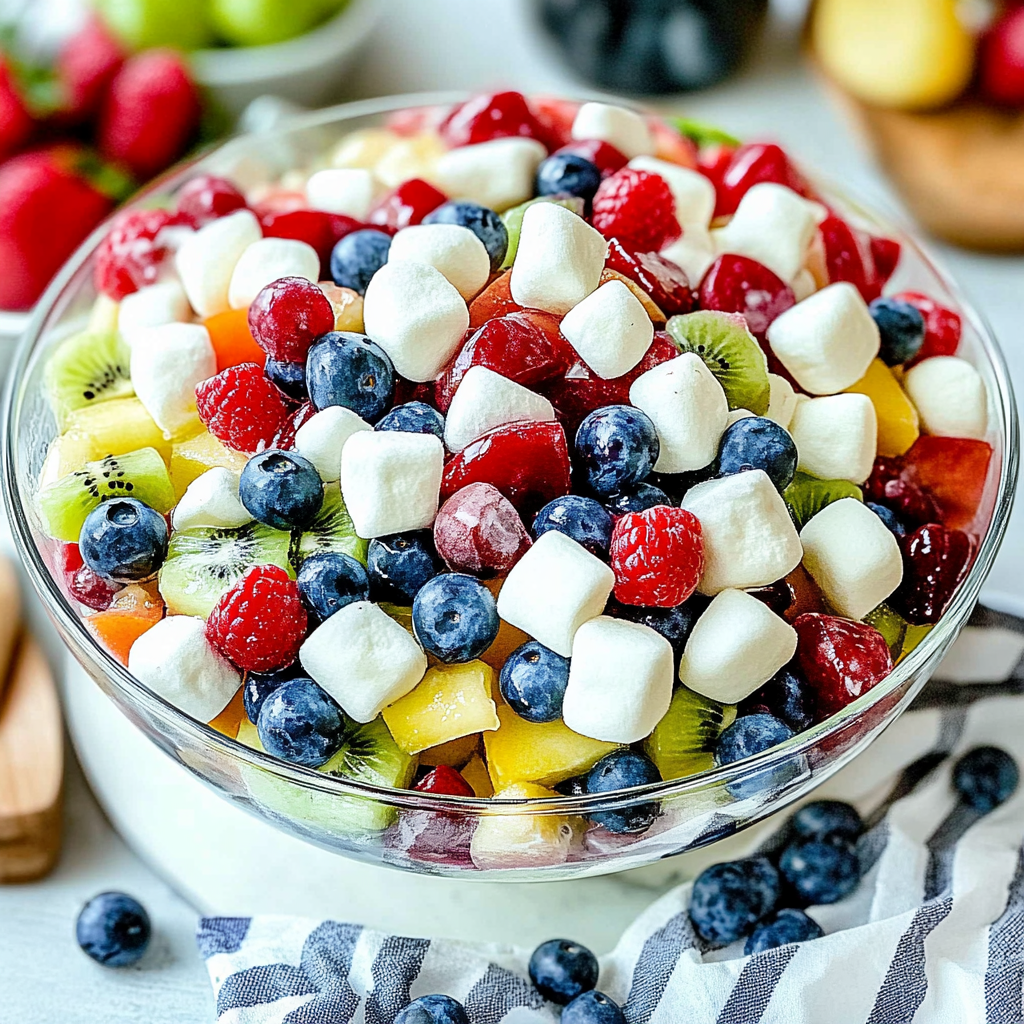 Recipe preparation for Fruit Salad with Marshmallows