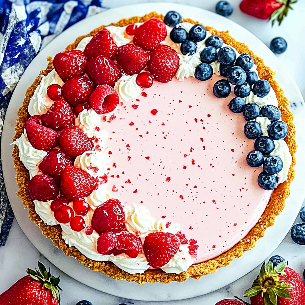 Recipe preparation for No-Bake 4th of July Jello Cream Pie
