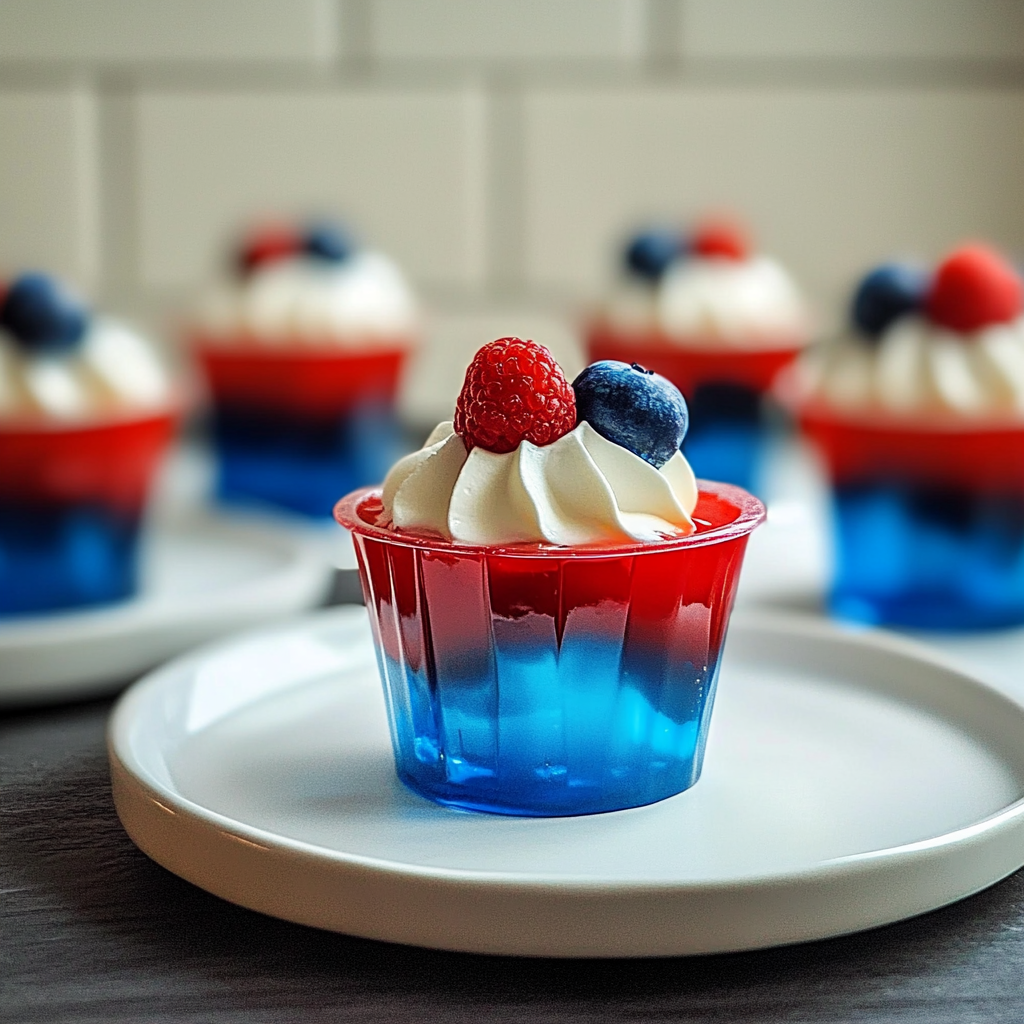 Recipe preparation for Red, White, and Blue Jello Cups
