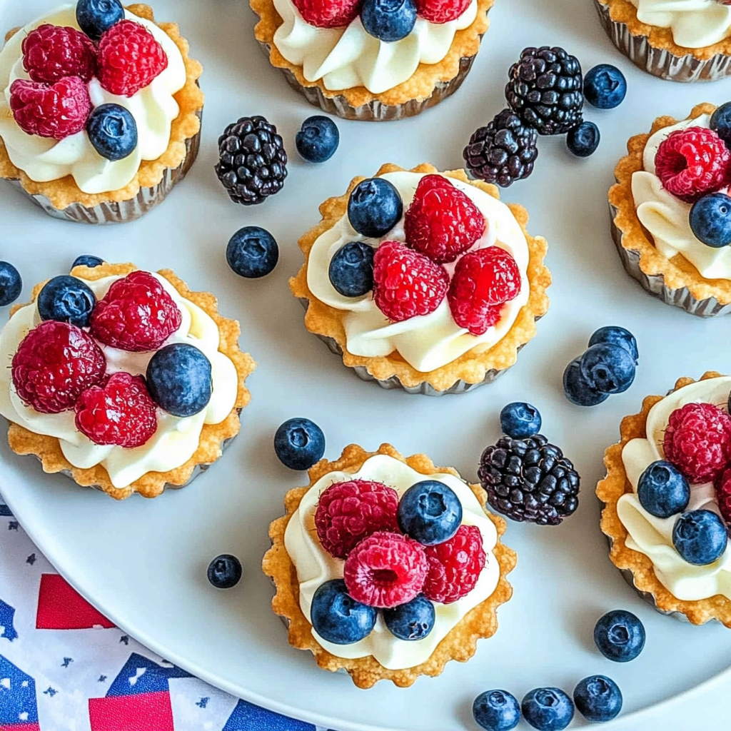 Recipe preparation for No-Bake 4th of July Fruit Tartlets