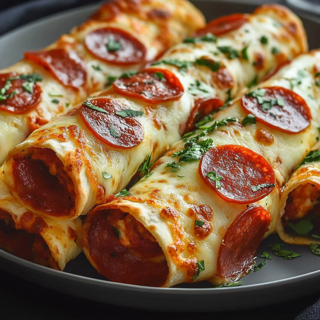 Recipe preparation for Cheesy Pepperoni Pizza Roll-Ups with Low-Carb Tortillas