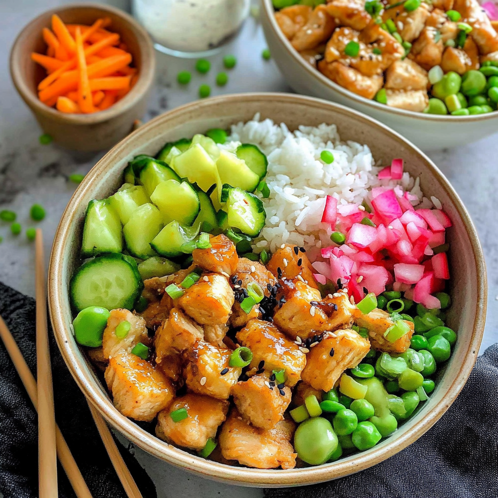 Recipe preparation for Chicken Poke Bowl