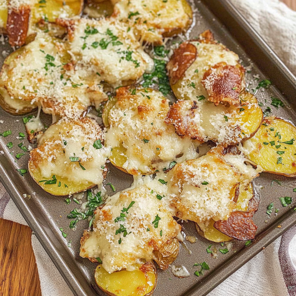 Recipe preparation for Parmesan Smashed Potatoes