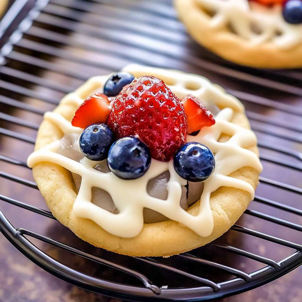 Recipe preparation for Patriotic Fruit Pizza Cookies