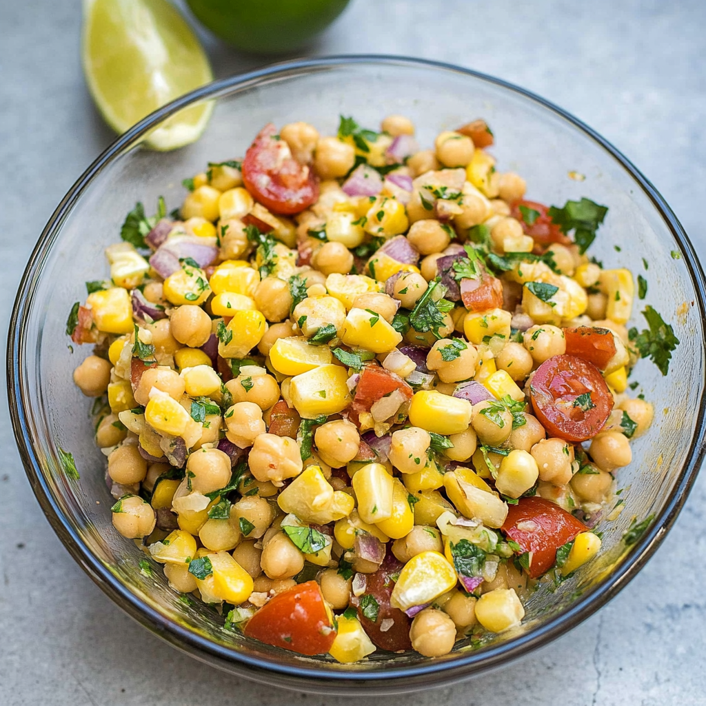 Recipe preparation for Summer Corn and Chickpea Salad