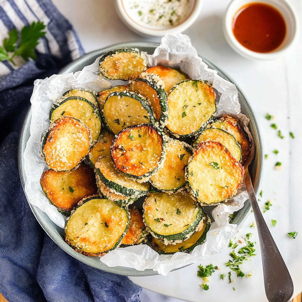 Recipe preparation for Baked Zucchini Chips