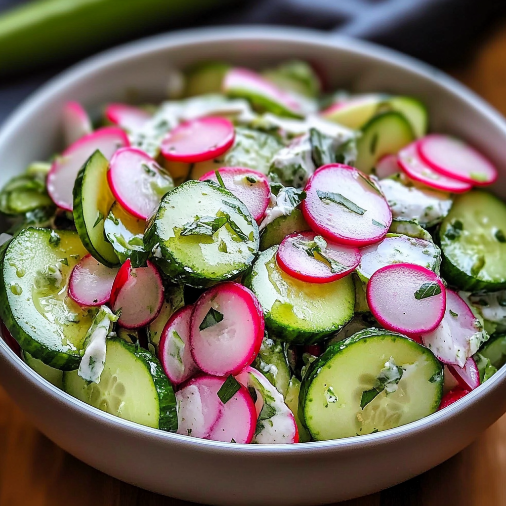 Recipe preparation for Cucumber Radish Salad Recipe