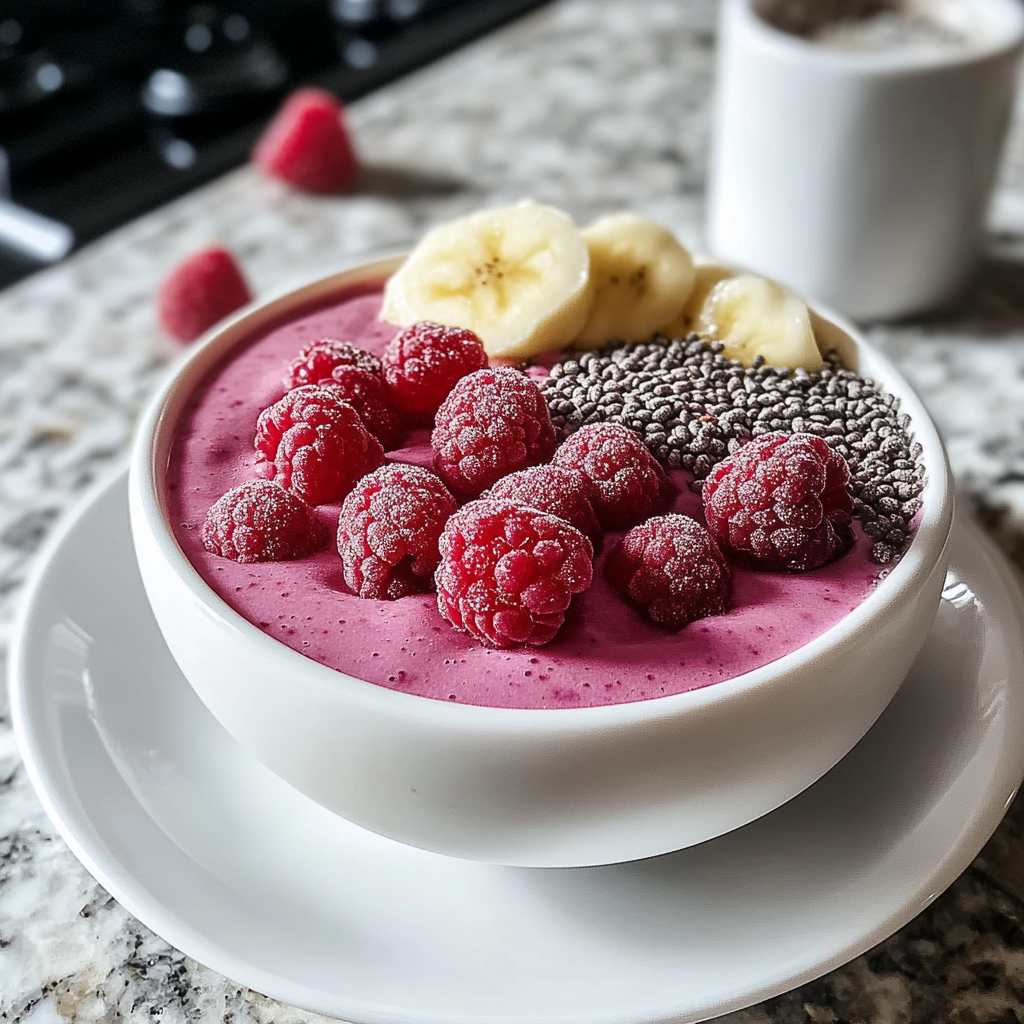 Recipe preparation for Raspberry Greek Yogurt Smoothie