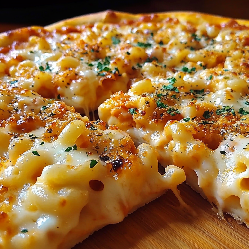 Recipe preparation for Macaroni and Cheese Pizza