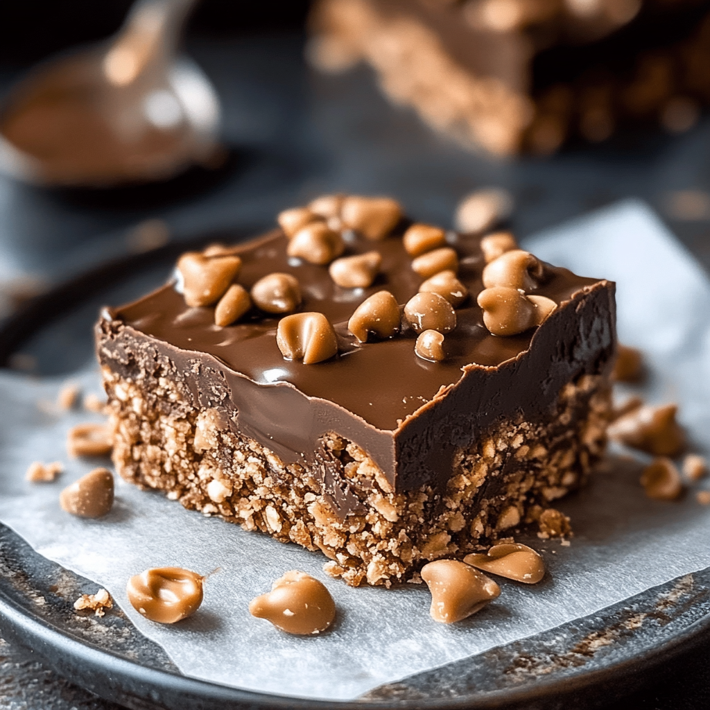 Recipe preparation for Healthy No-Bake Chocolate Peanut Butter Crunch Bars
