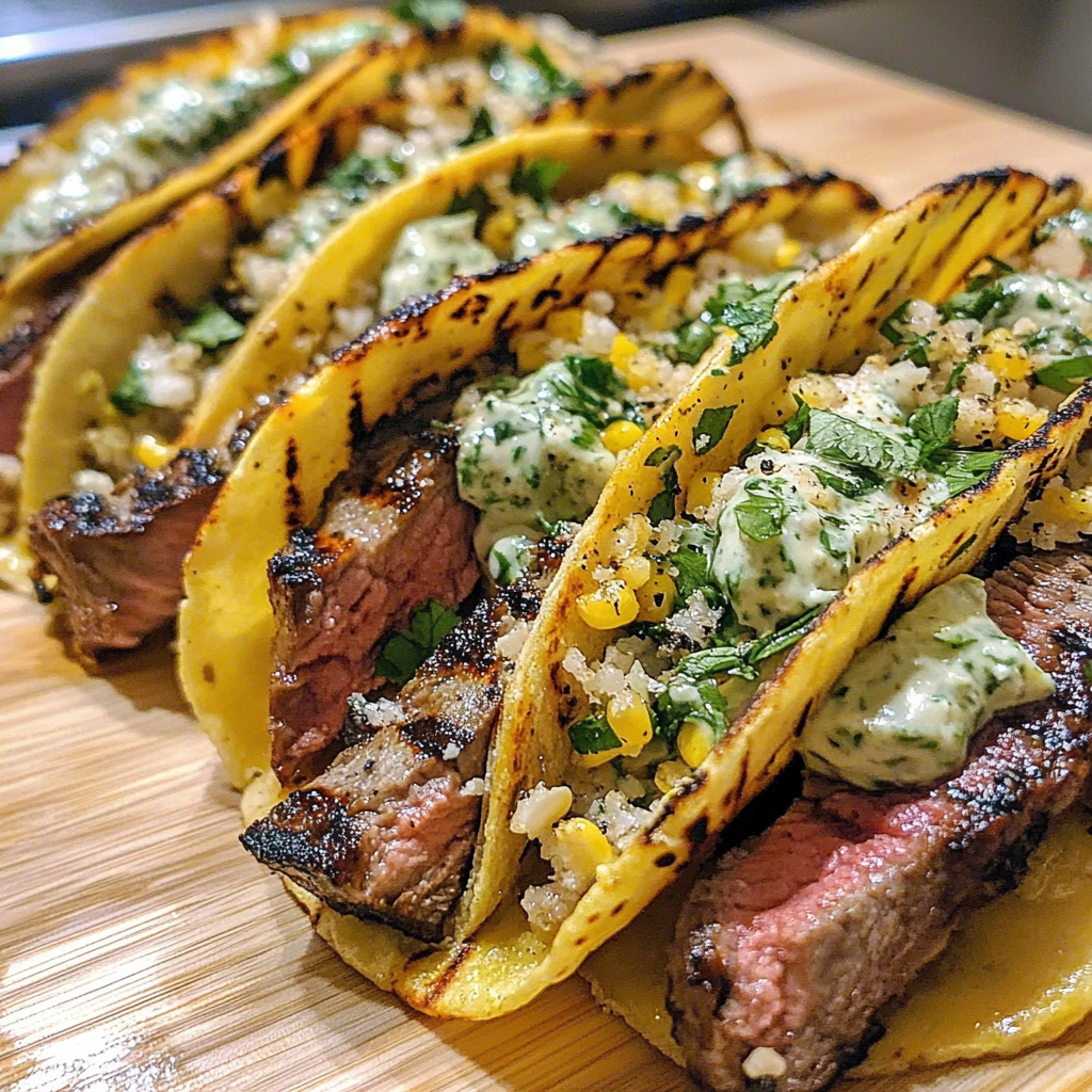 Recipe preparation for Grilled Elote Steak Tacos