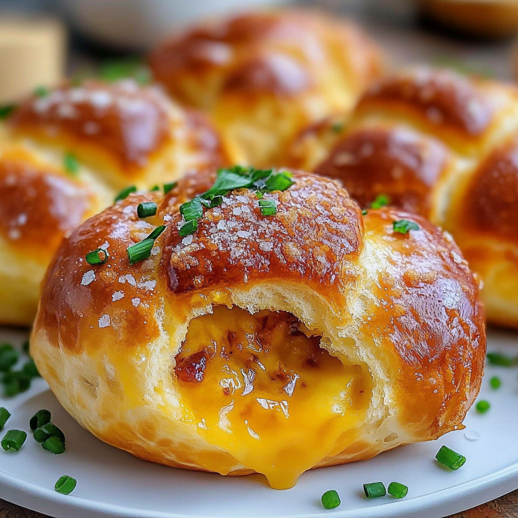 Recipe preparation for Stuffed Breakfast Pretzel Rolls