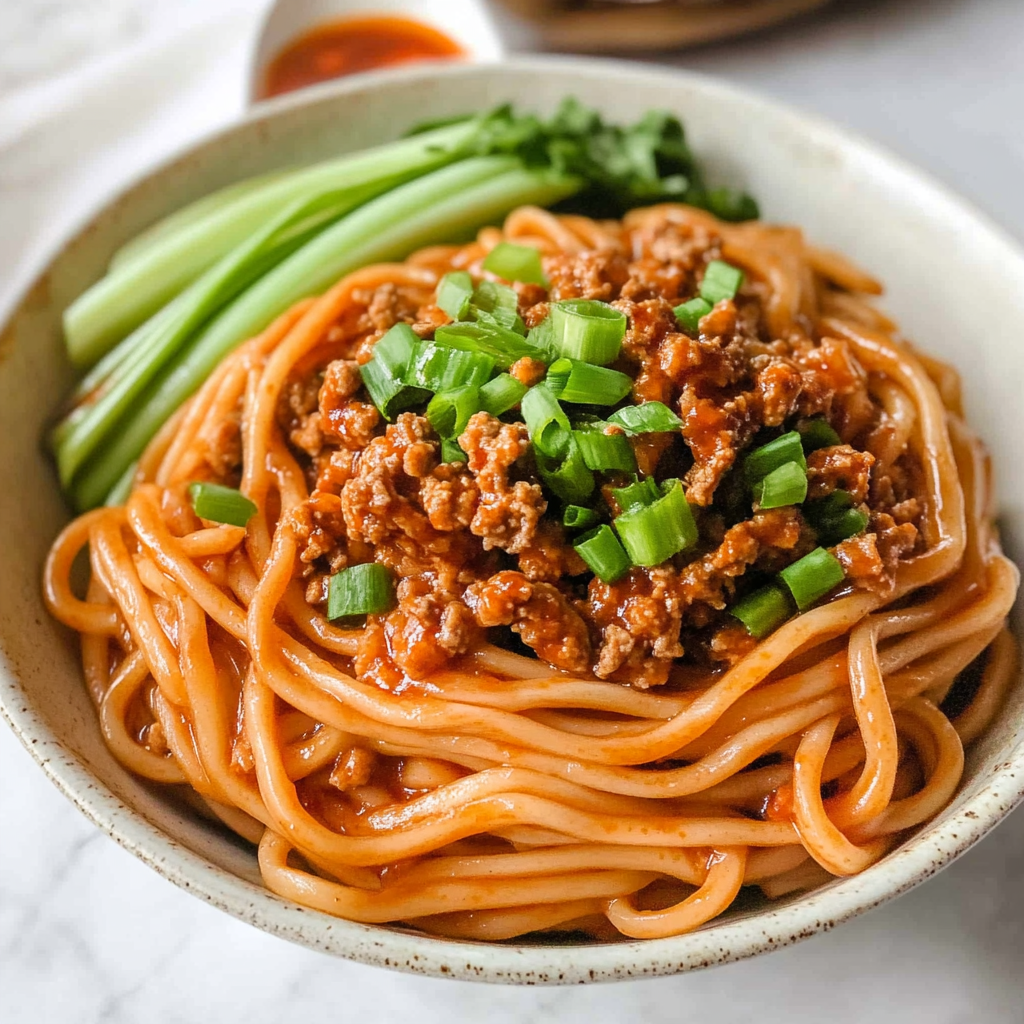 Recipe preparation for Dan Dan Noodles