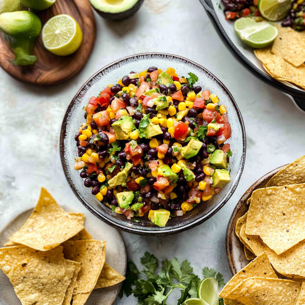 Recipe preparation for Corn, Black Bean & Avocado Salsa