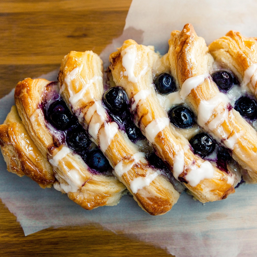 Recipe preparation for Blueberry Cream Cheese Pastry Braid