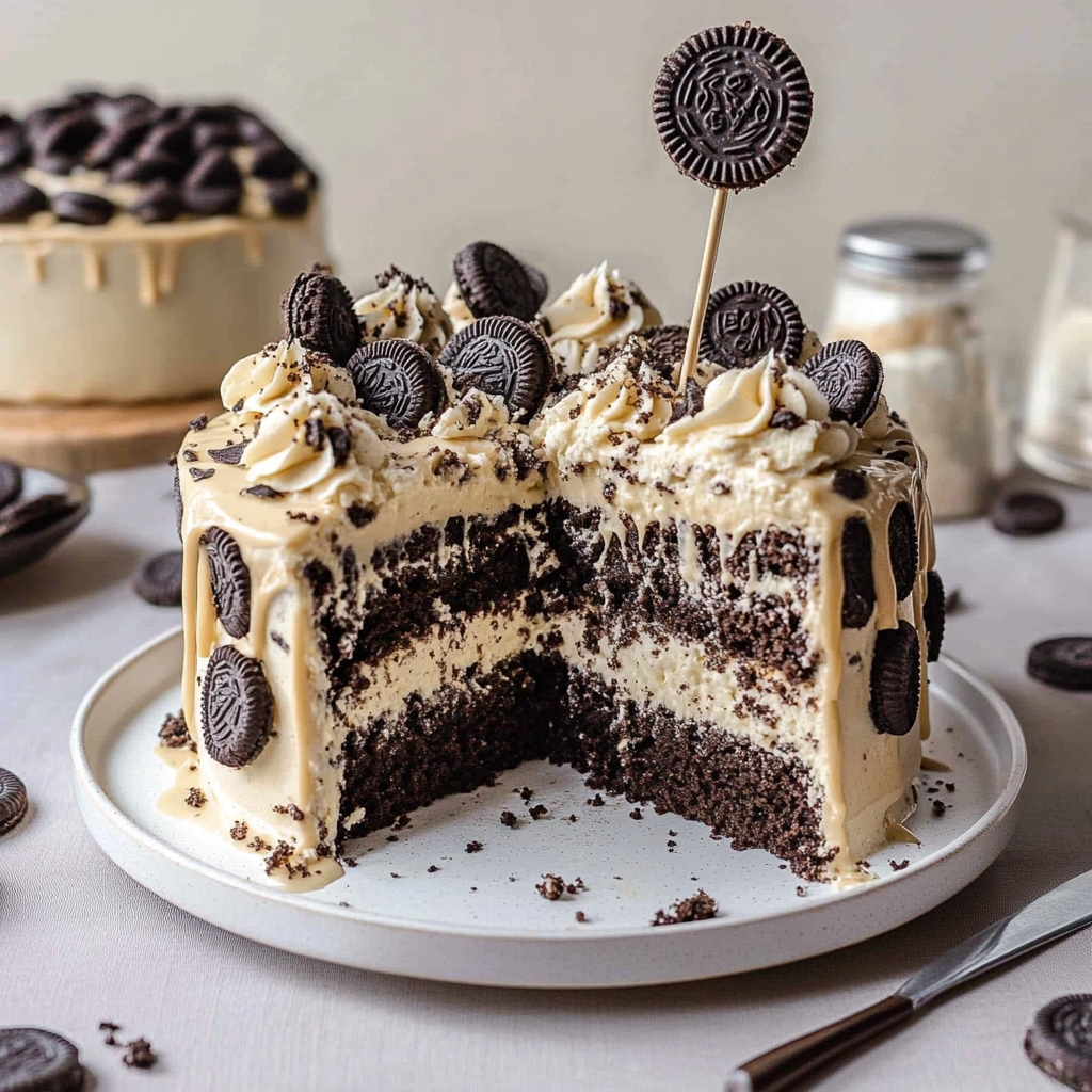 Recipe preparation for Vegan Oreo Cake
