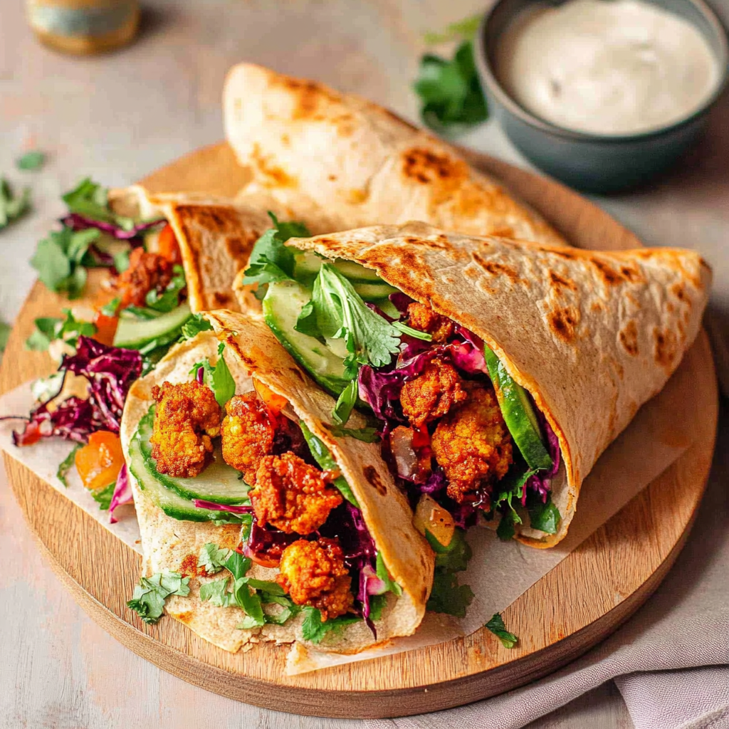 Recipe preparation for Maple BBQ Cauliflower Wraps