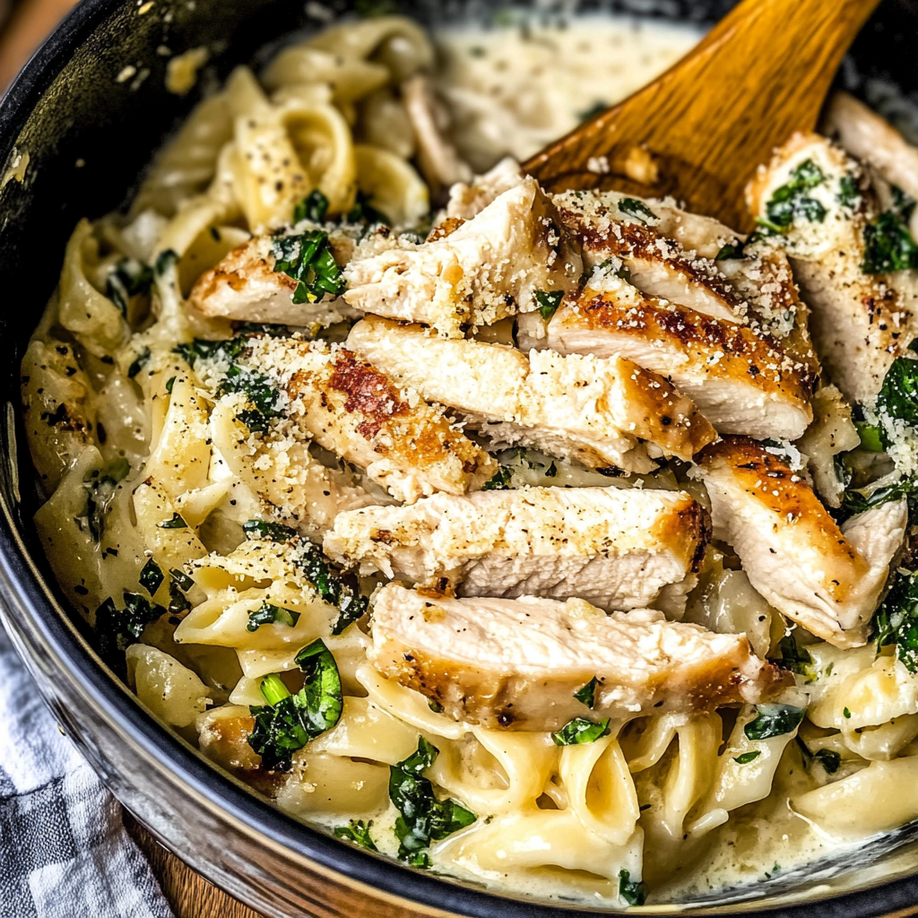 Recipe preparation for Chicken Florentine Pasta Recipe