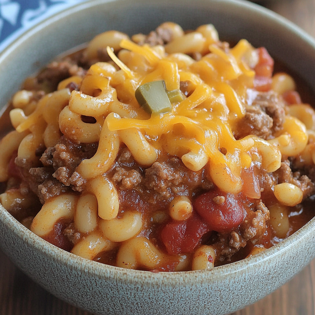 Recipe preparation for Crock Pot Cheddar Chili Mac