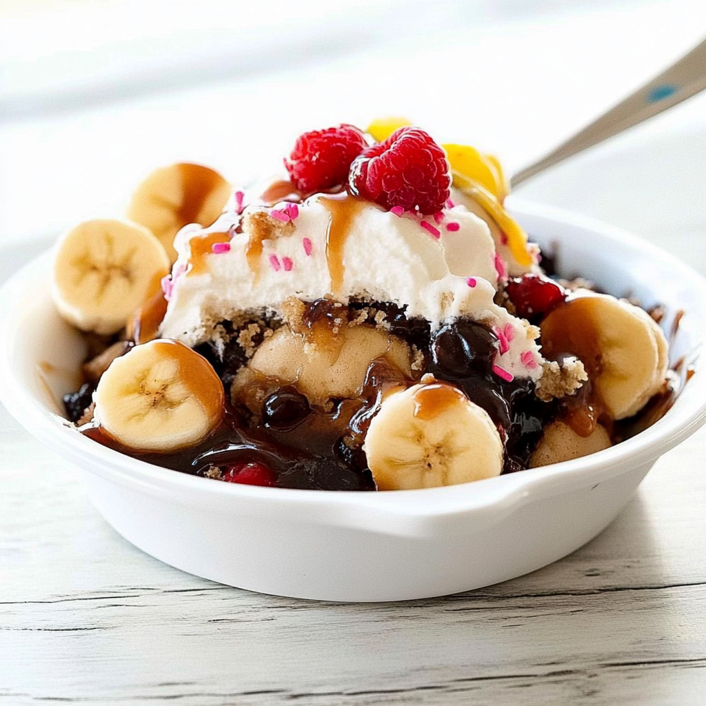Recipe preparation for Banana Split Dump Cake