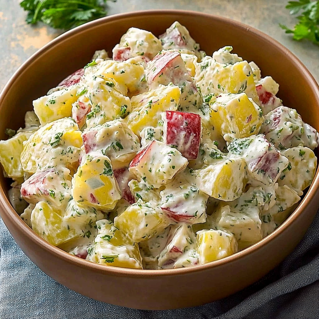 Recipe preparation for Creamy Red Potato Salad