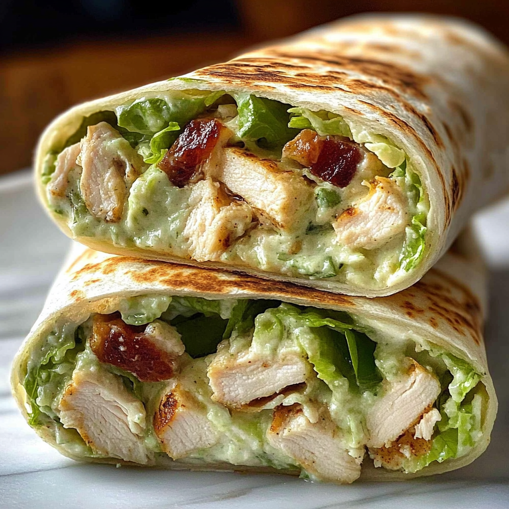 Recipe preparation for Chopped Chicken Caesar Salad Wrap