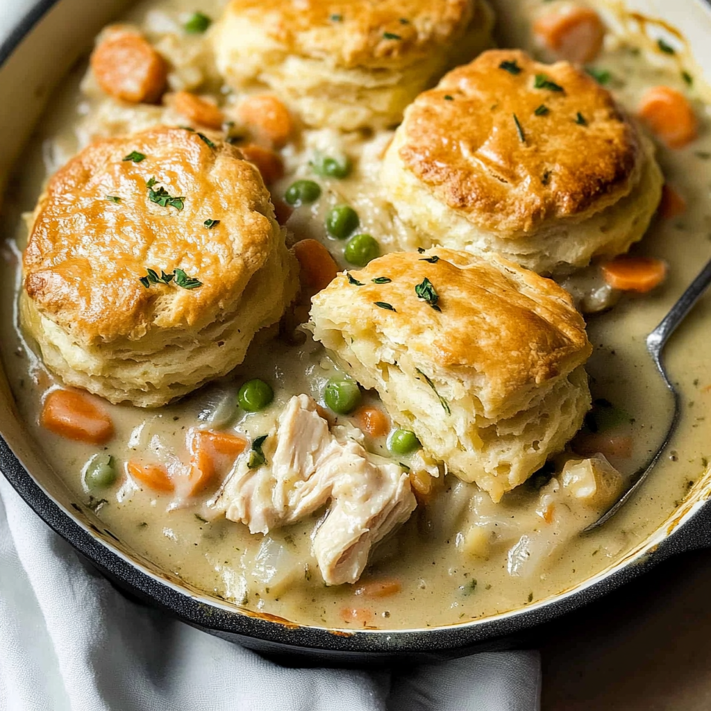 Recipe preparation for Chicken Pot Pie with Biscuits