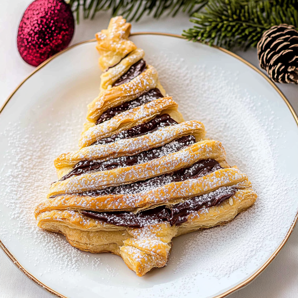 Recipe preparation for Nutella Christmas Tree Puff Pastry