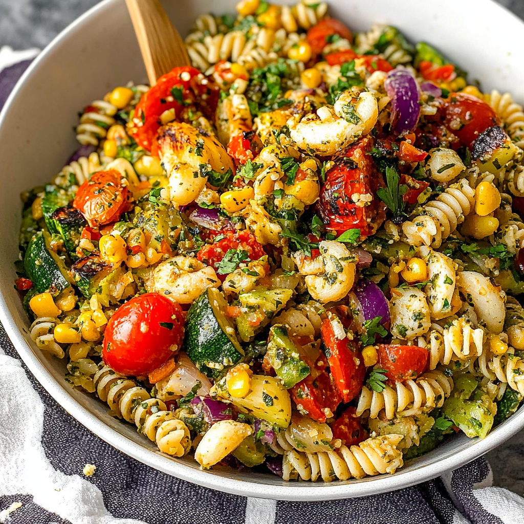 Recipe preparation for Grilled Vegetable Pasta Salad