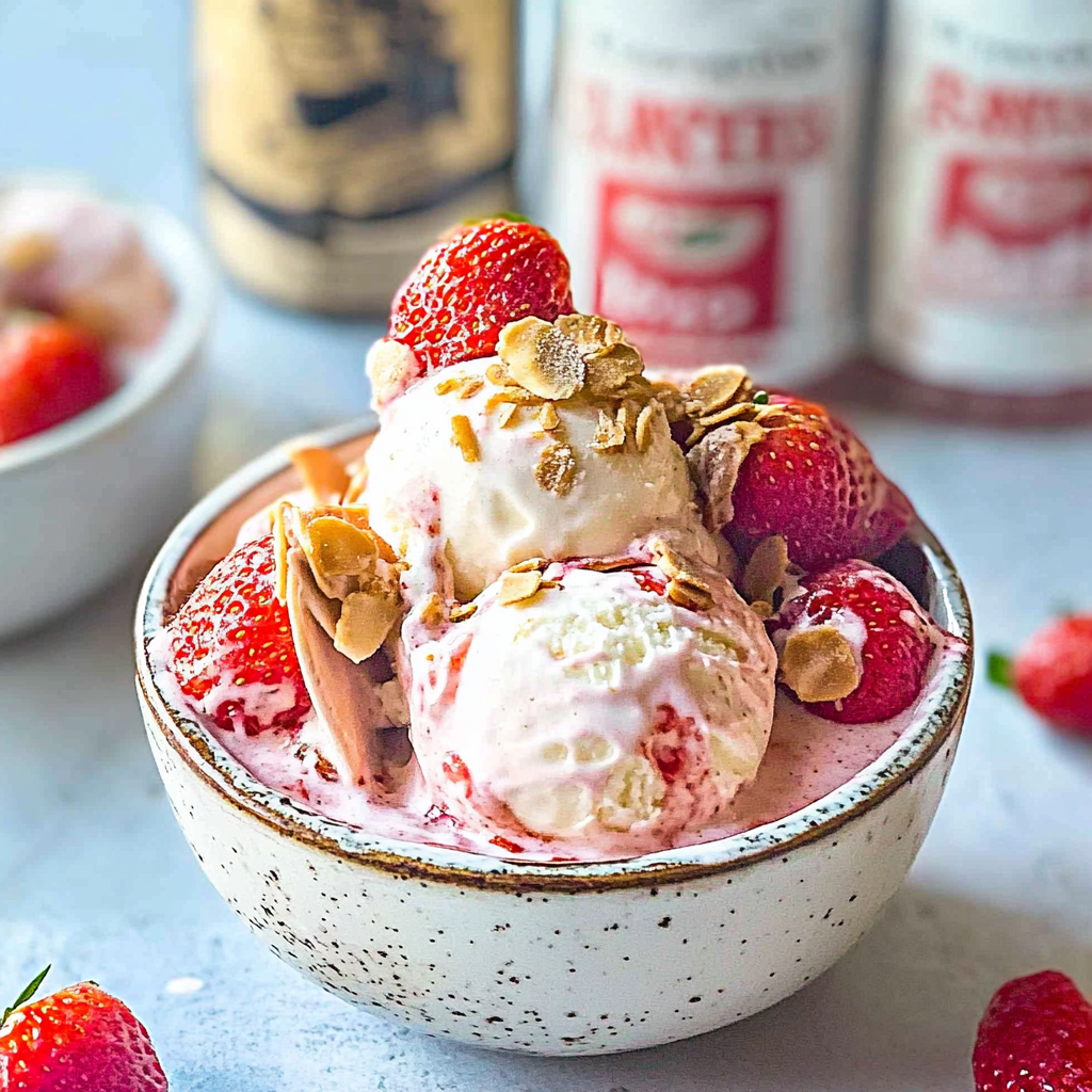 Recipe preparation for Strawberry Cheesecake Ice Cream