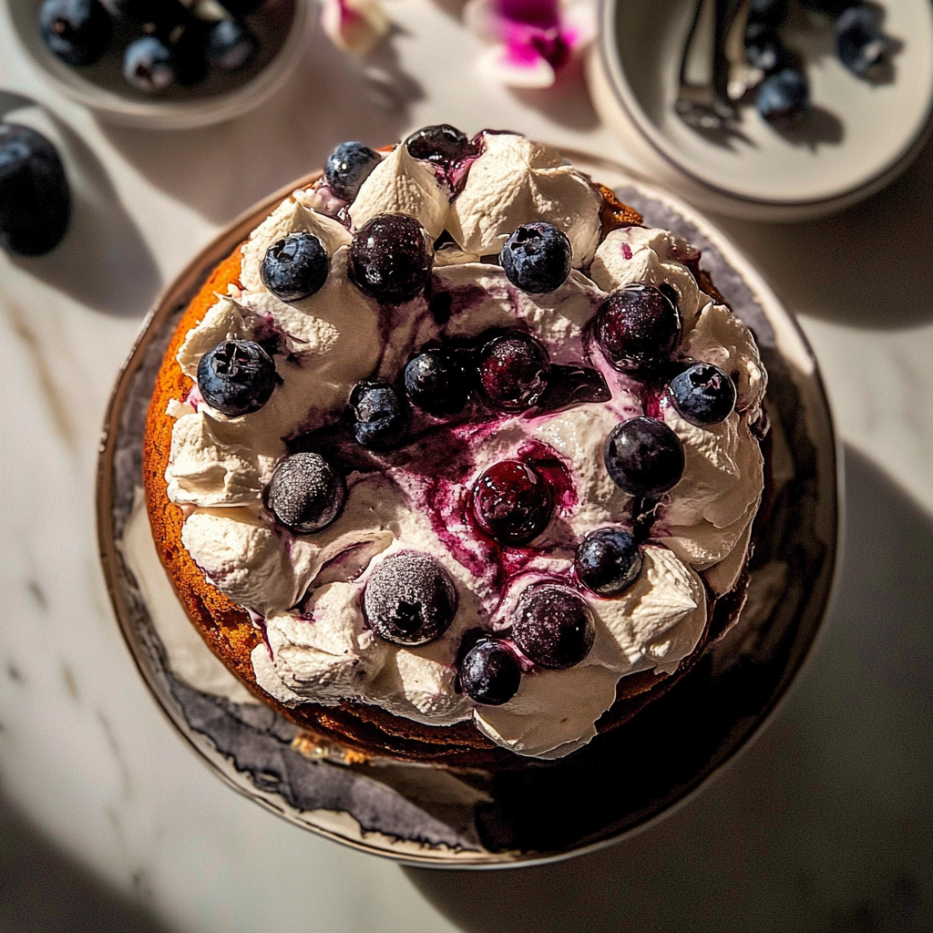Recipe preparation for Blueberry Ricotta Pudding Cake