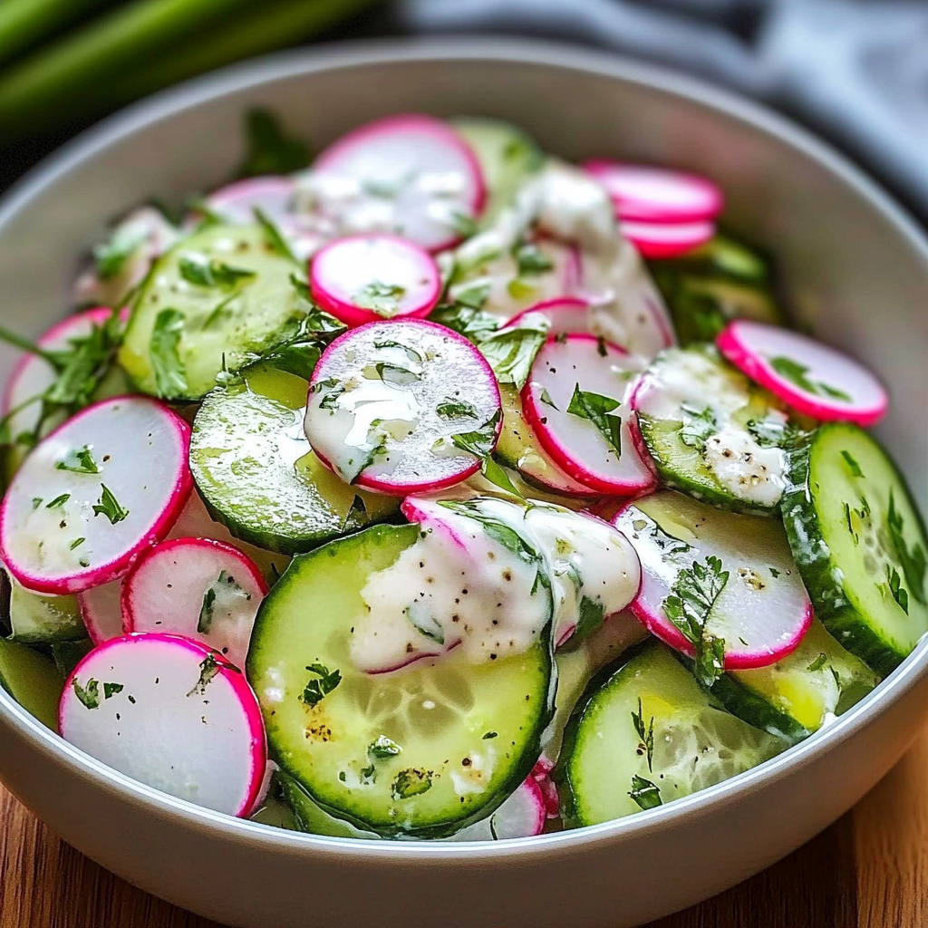 Recipe preparation for Cucumber Radish Salad Recipe