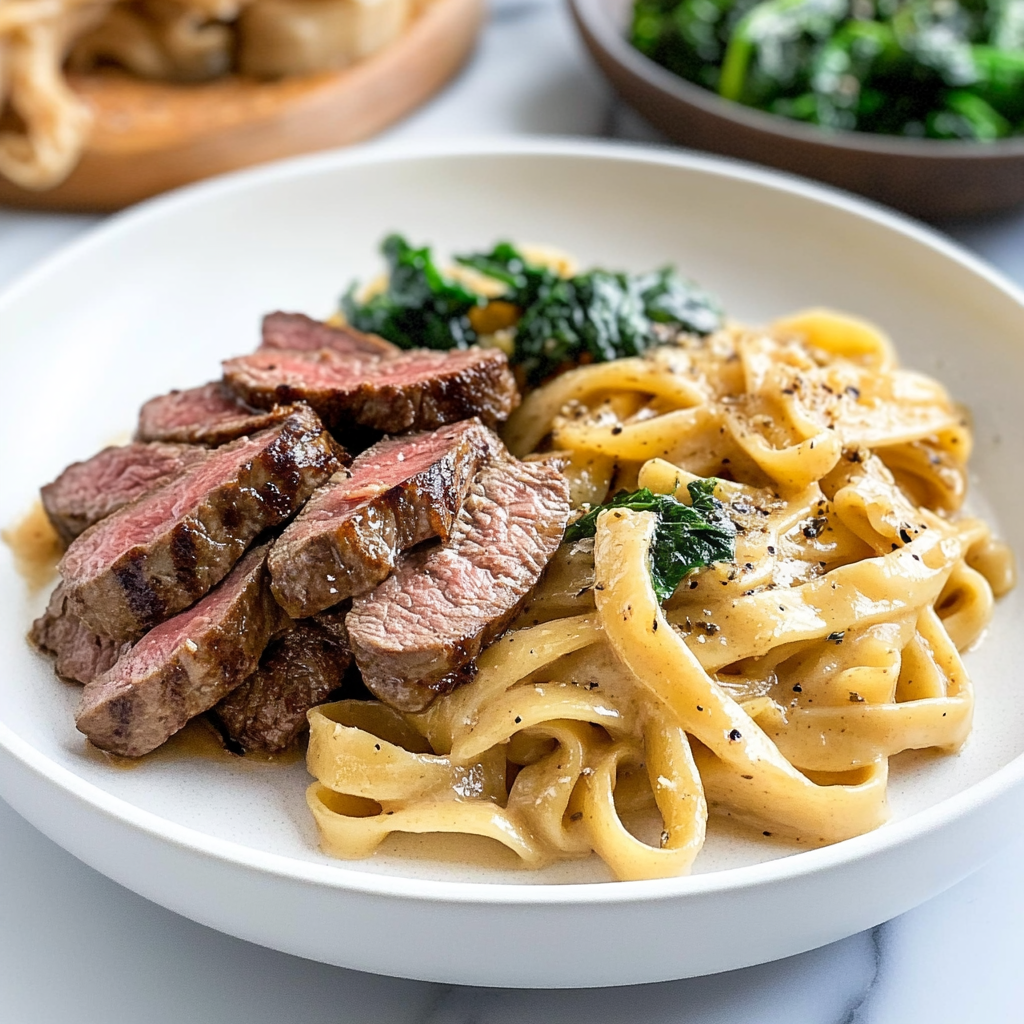 Recipe preparation for Steak Pasta