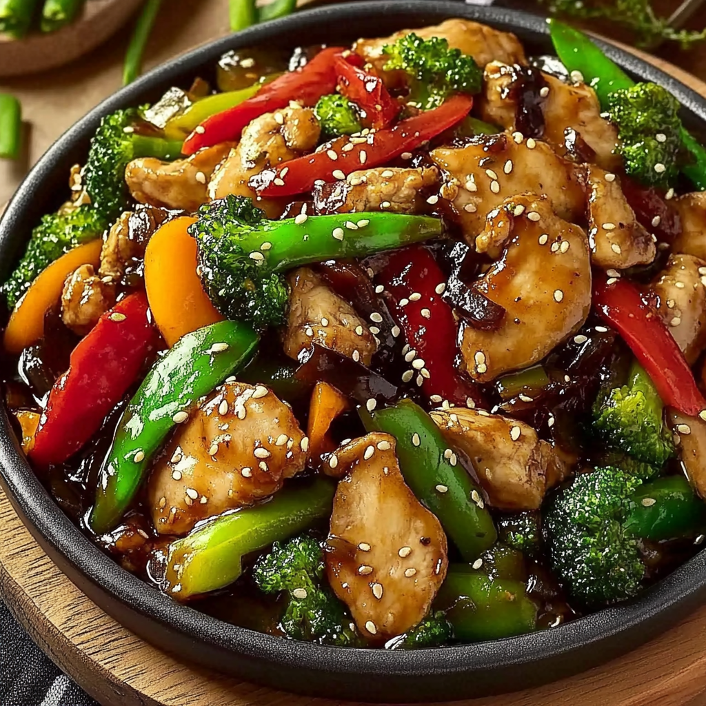 Recipe preparation for Colorful Teriyaki Chicken Stir-Fry