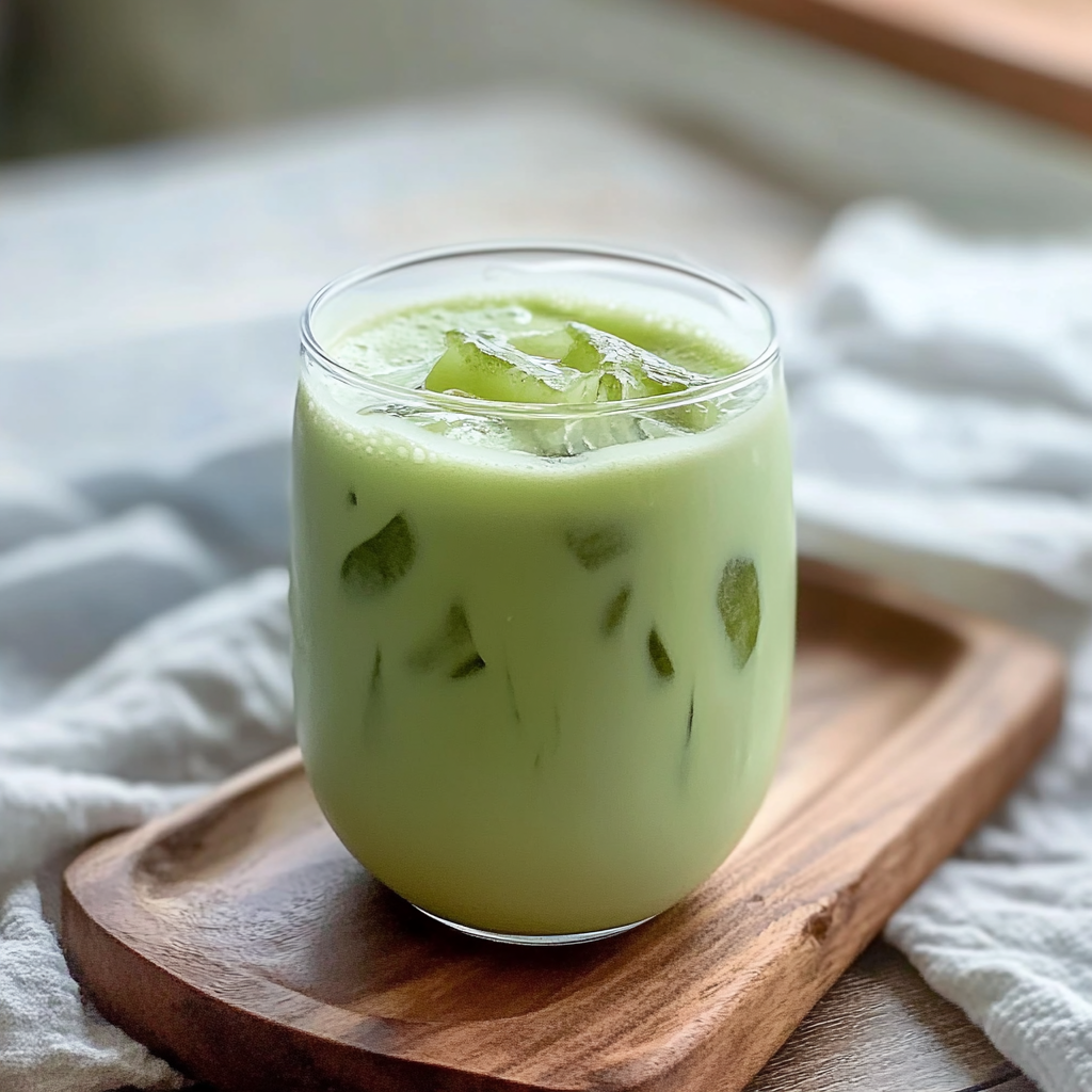 Recipe preparation for Iced Matcha Latte with Coconut Milk
