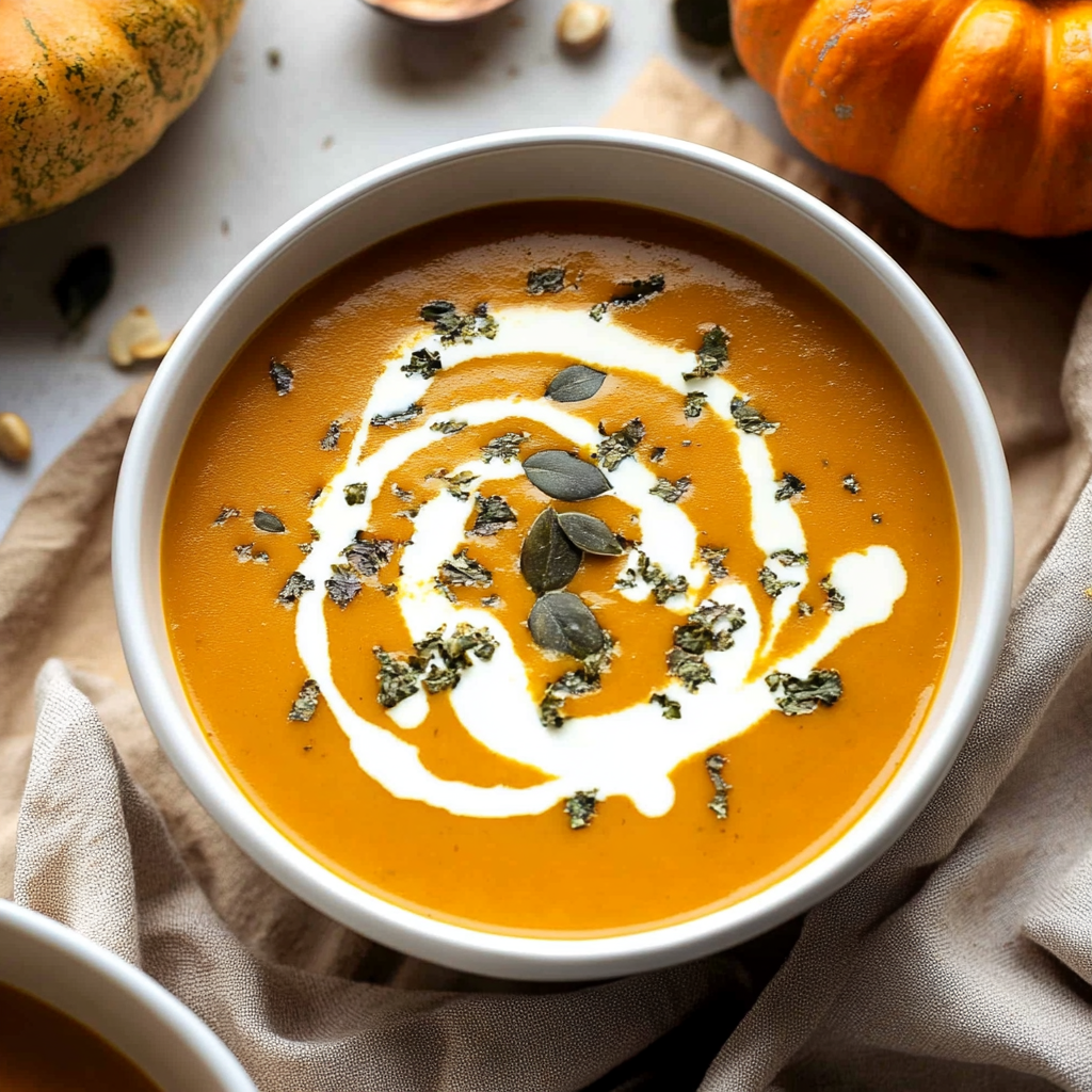 Recipe preparation for Creamy Coconut Curry Pumpkin Soup