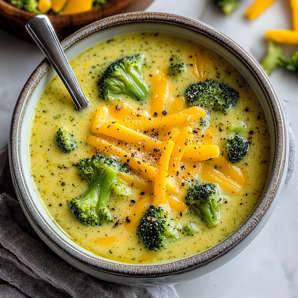 Recipe preparation for Creamy Broccoli Cheddar Soup