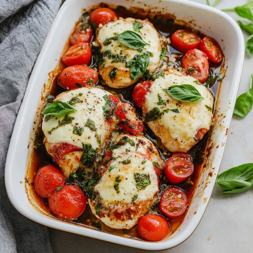 Recipe preparation for Baked Caprese Chicken