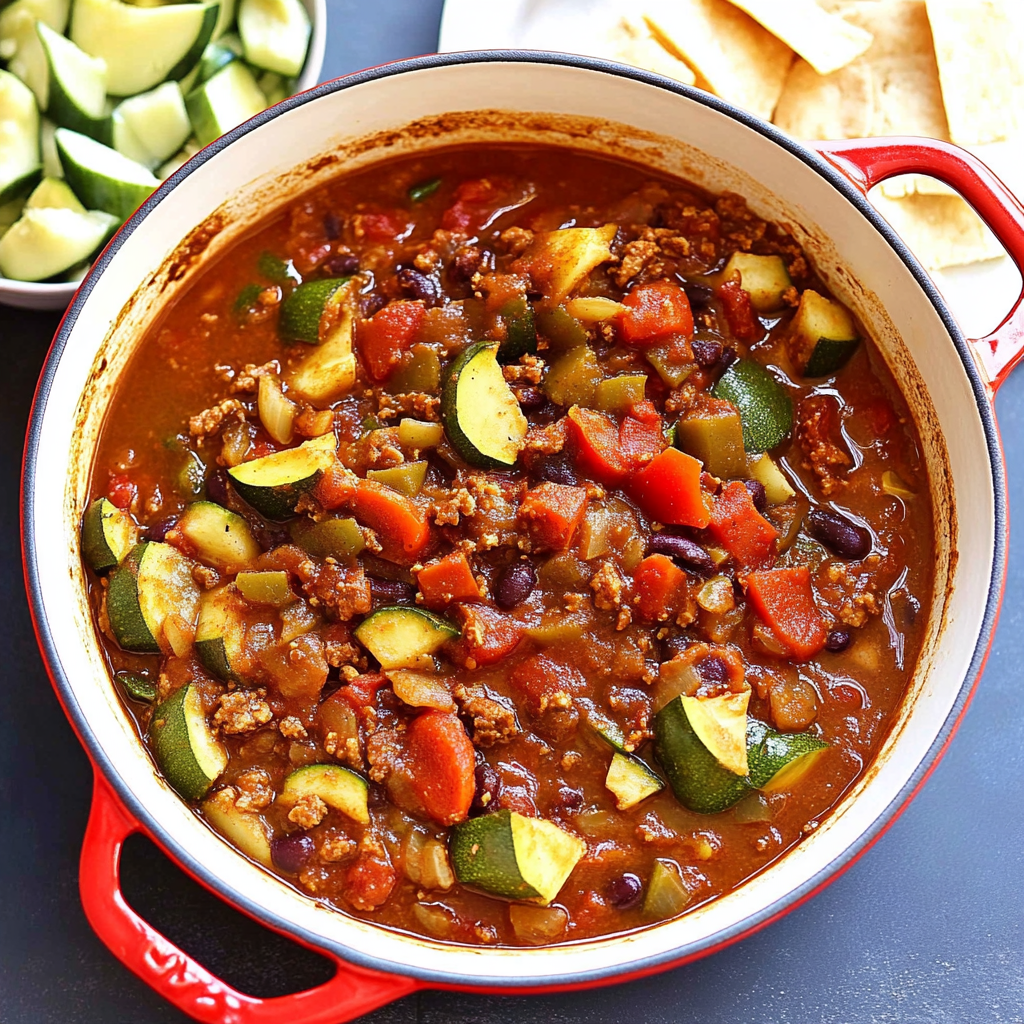 Recipe preparation for Zucchini Chili