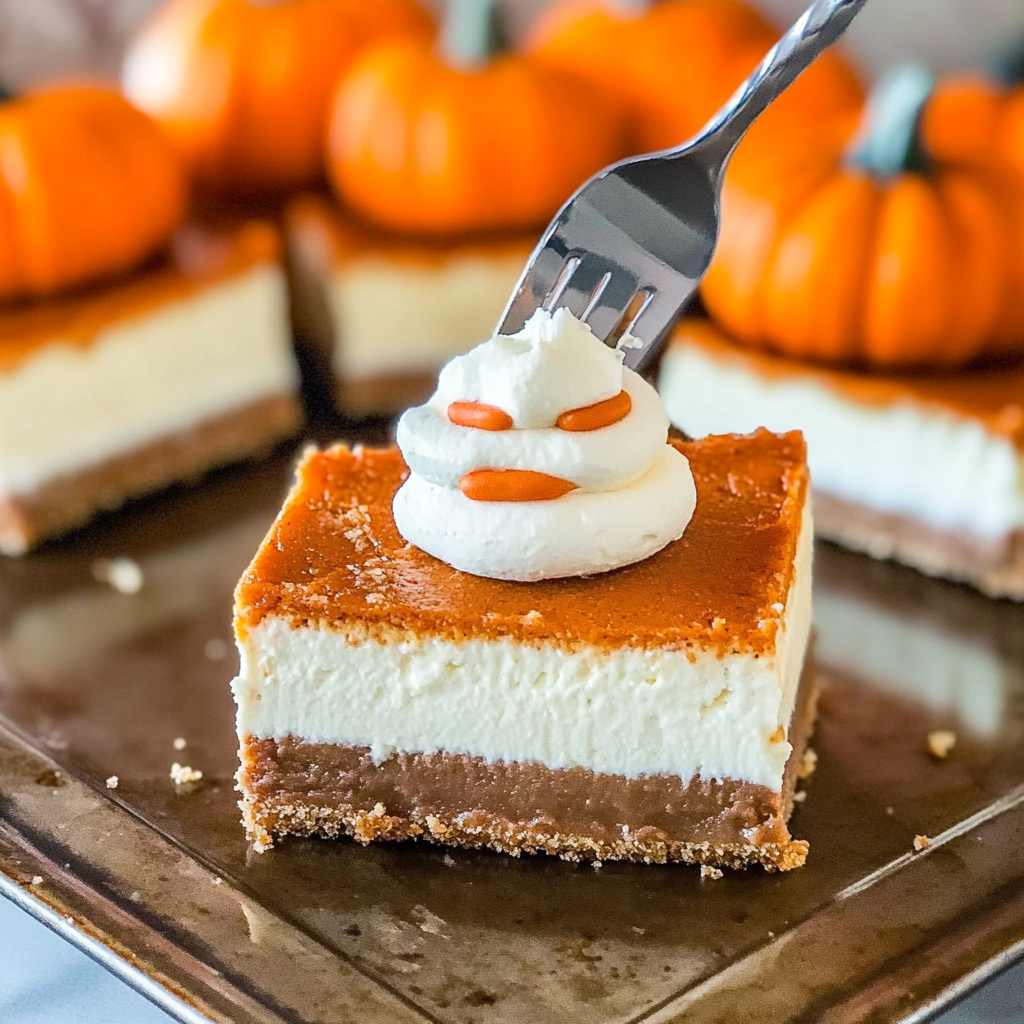 Recipe preparation for Pumpkin Cheesecake Bars