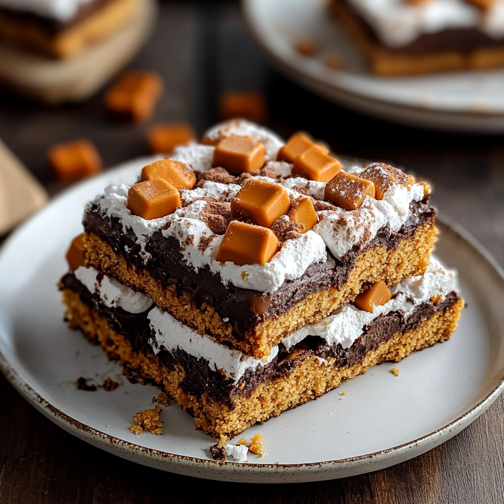 Recipe preparation for Pumpkin S’mores Bars