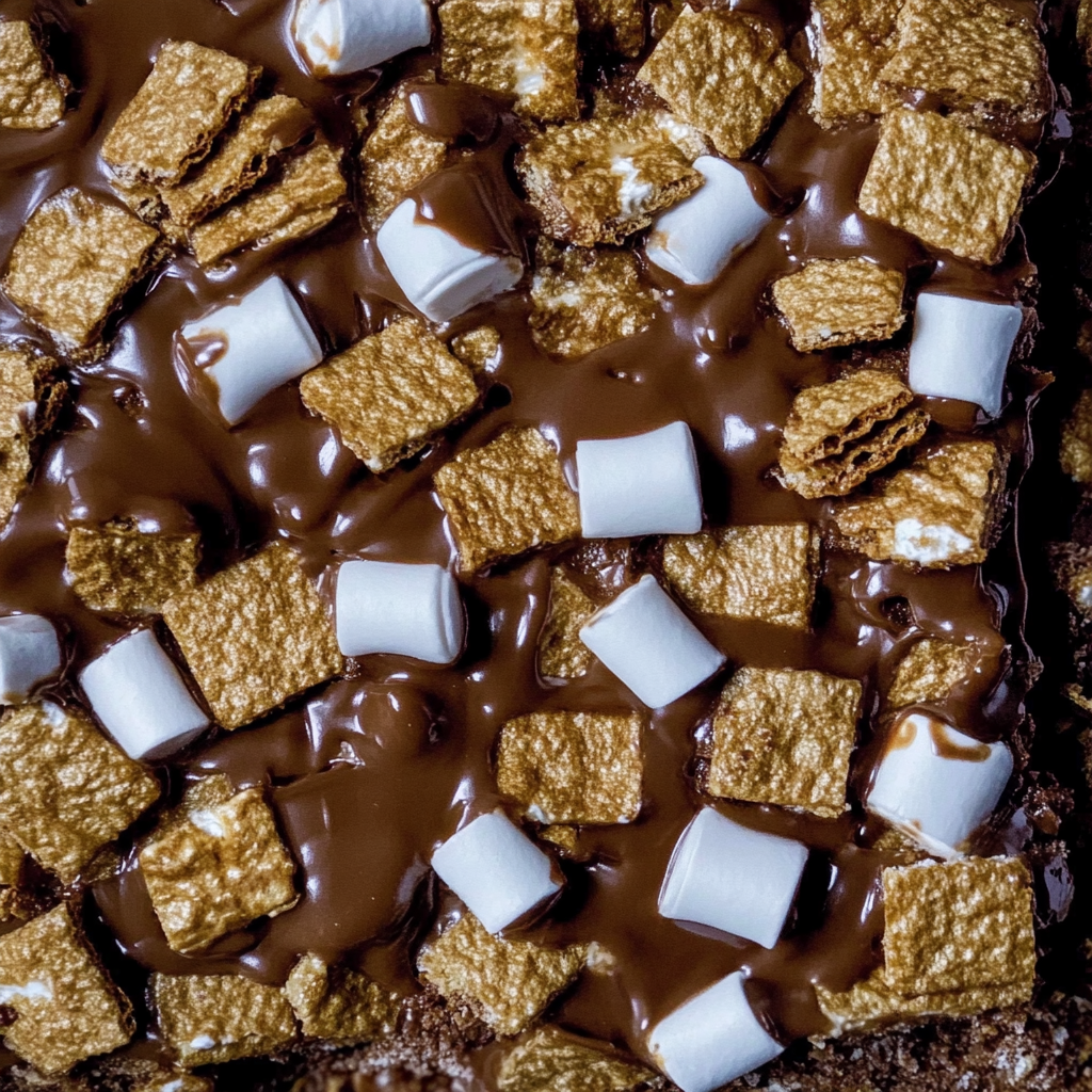 Recipe preparation for Golden Grahams S’mores Bars