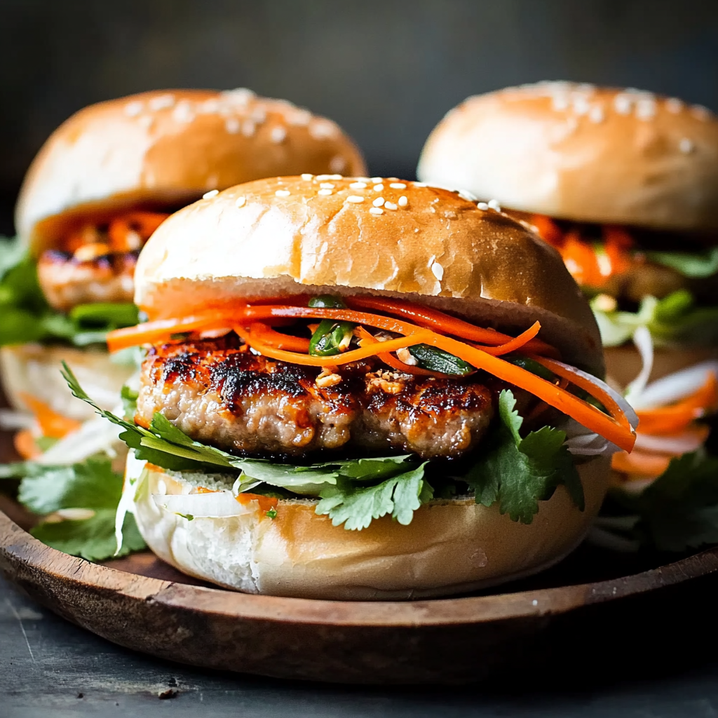 Recipe preparation for Pork Banh Mi Burger